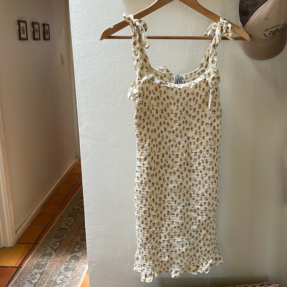 Free People Smocked Yellow Floral Dress